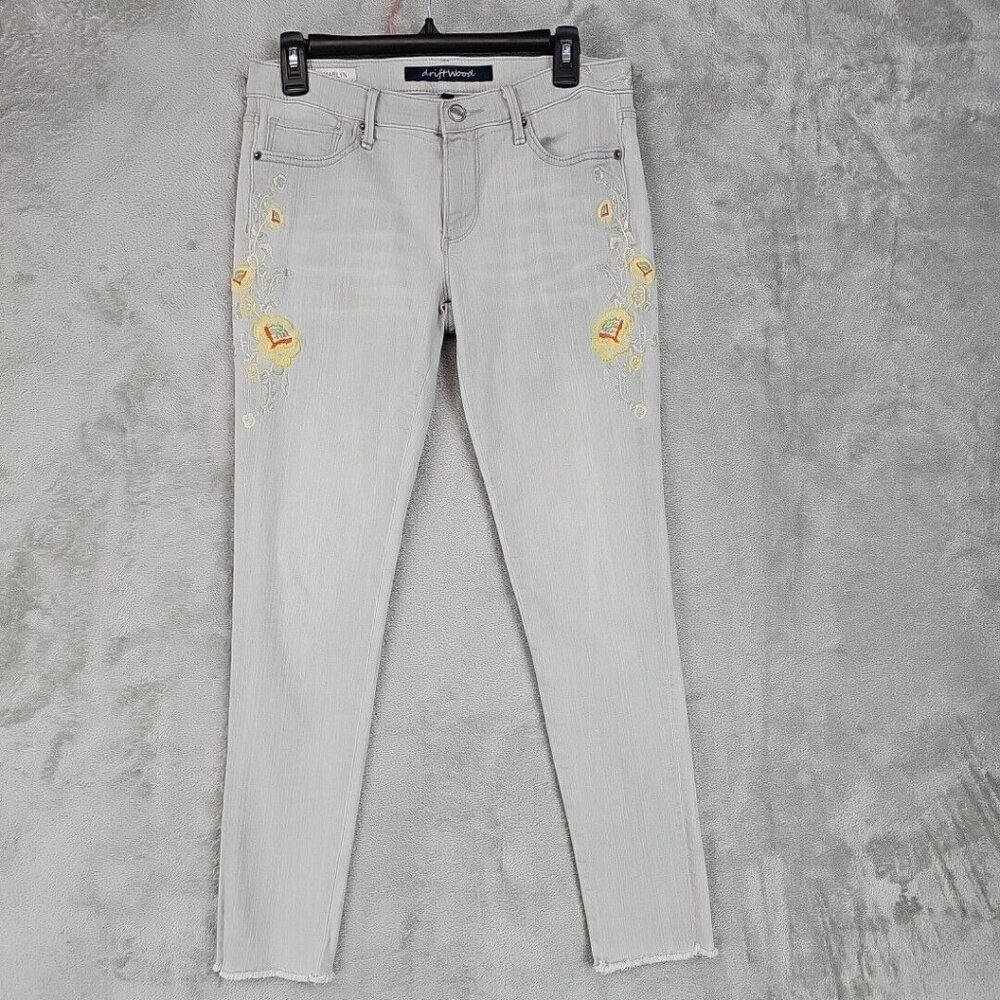 Gray Embroidered Women's Jeans
